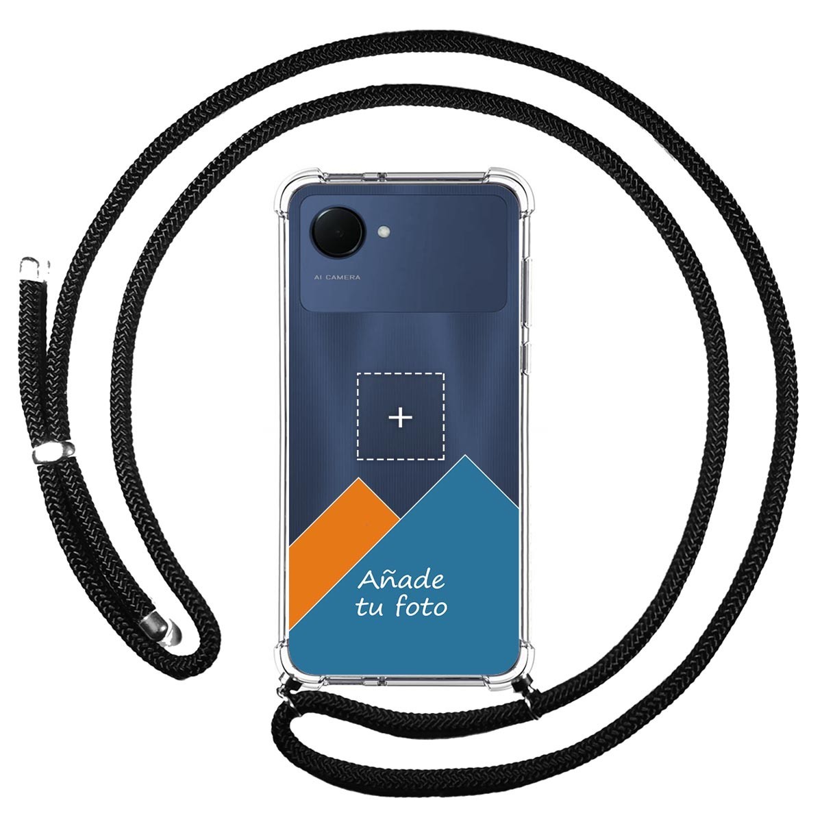 Personaliza tu Funda Colgante Transparente para Realme Narzo 50i Prime con Cordon Negro Dibujo Personalizada