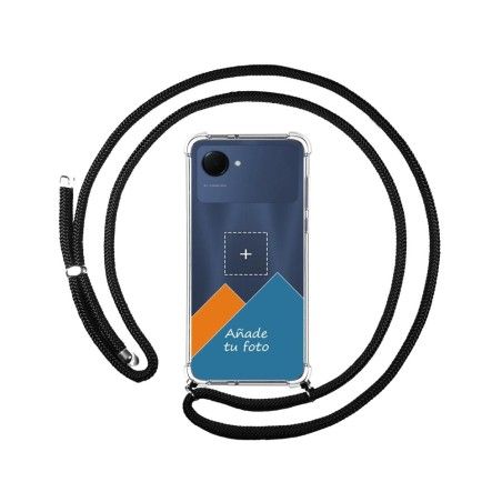 Personaliza tu Funda Colgante Transparente para Realme Narzo 50i Prime con Cordon Negro Dibujo Personalizada