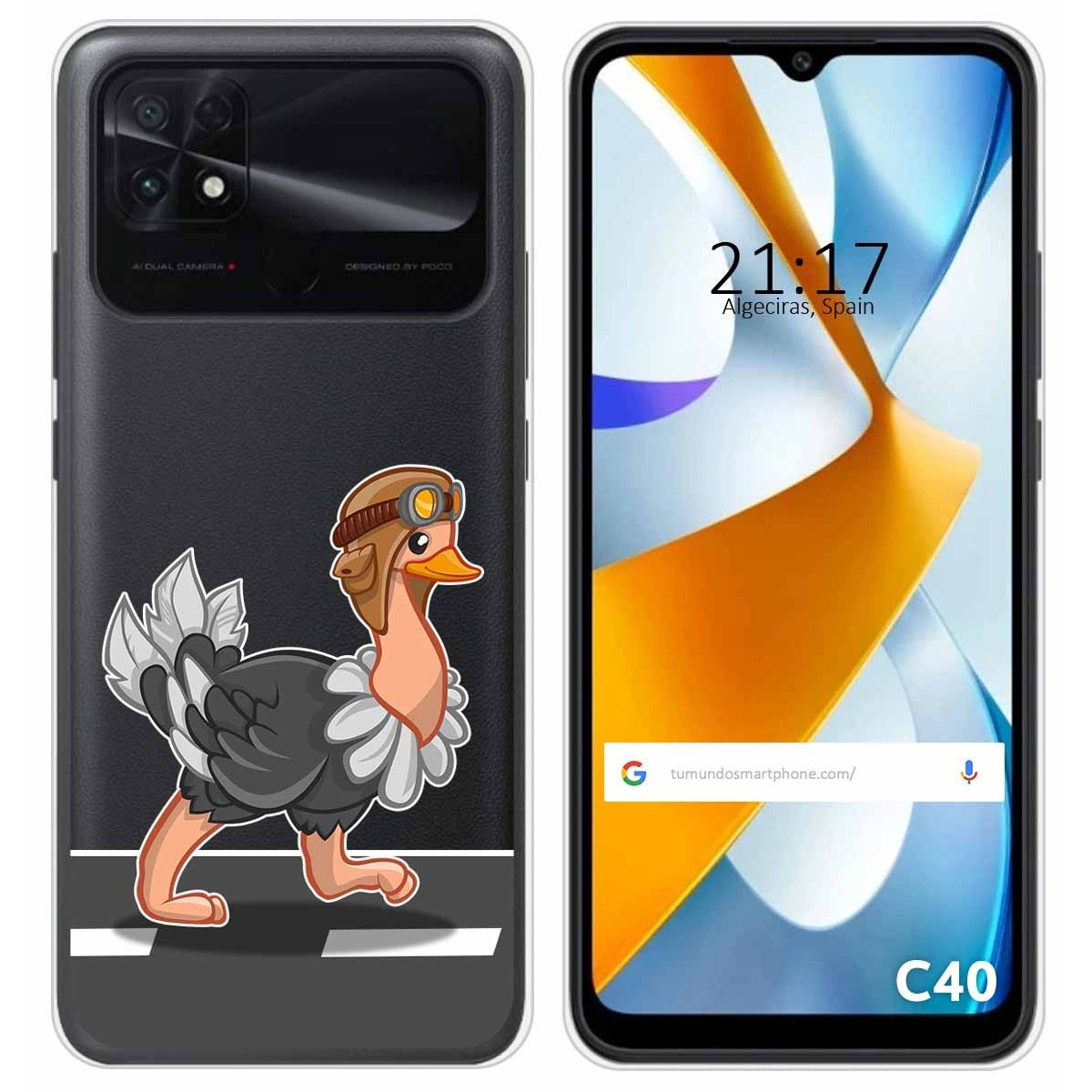 Funda Silicona Transparente para Xiaomi POCO C40 diseño Avestruz Dibujos