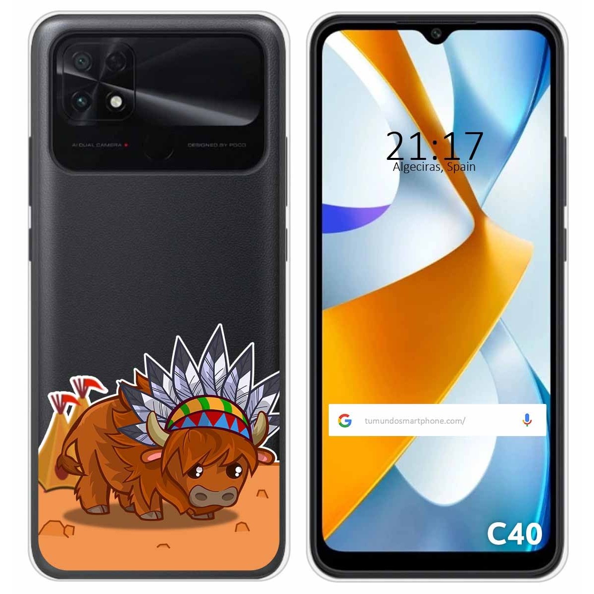 Funda Silicona Transparente para Xiaomi POCO C40 diseño Bufalo Dibujos