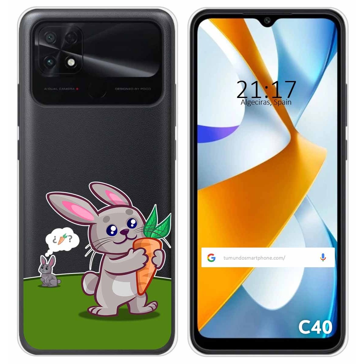 Funda Silicona Transparente para Xiaomi POCO C40 diseño Conejo Dibujos