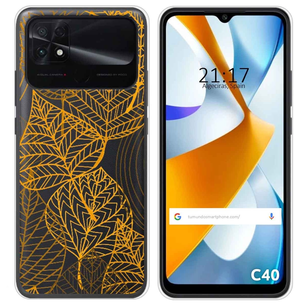 Funda Silicona Transparente para Xiaomi POCO C40 diseño Hojas Dibujos