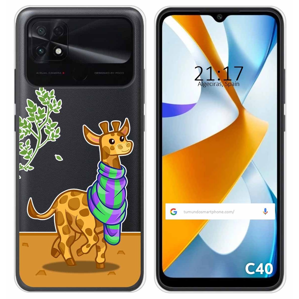 Funda Silicona Transparente para Xiaomi POCO C40 diseño Jirafa Dibujos