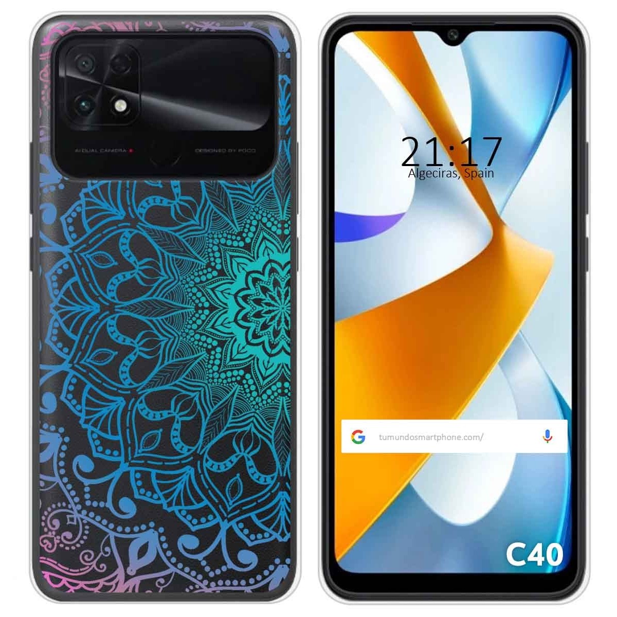 Funda Silicona Transparente para Xiaomi POCO C40 diseño Mandala Dibujos
