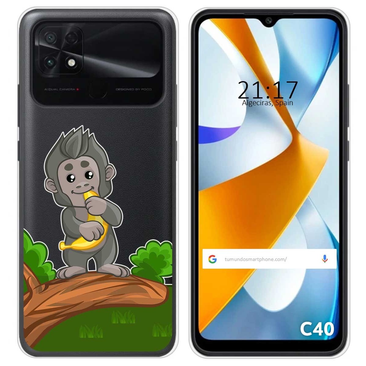 Funda Silicona Transparente para Xiaomi POCO C40 diseño Mono Dibujos