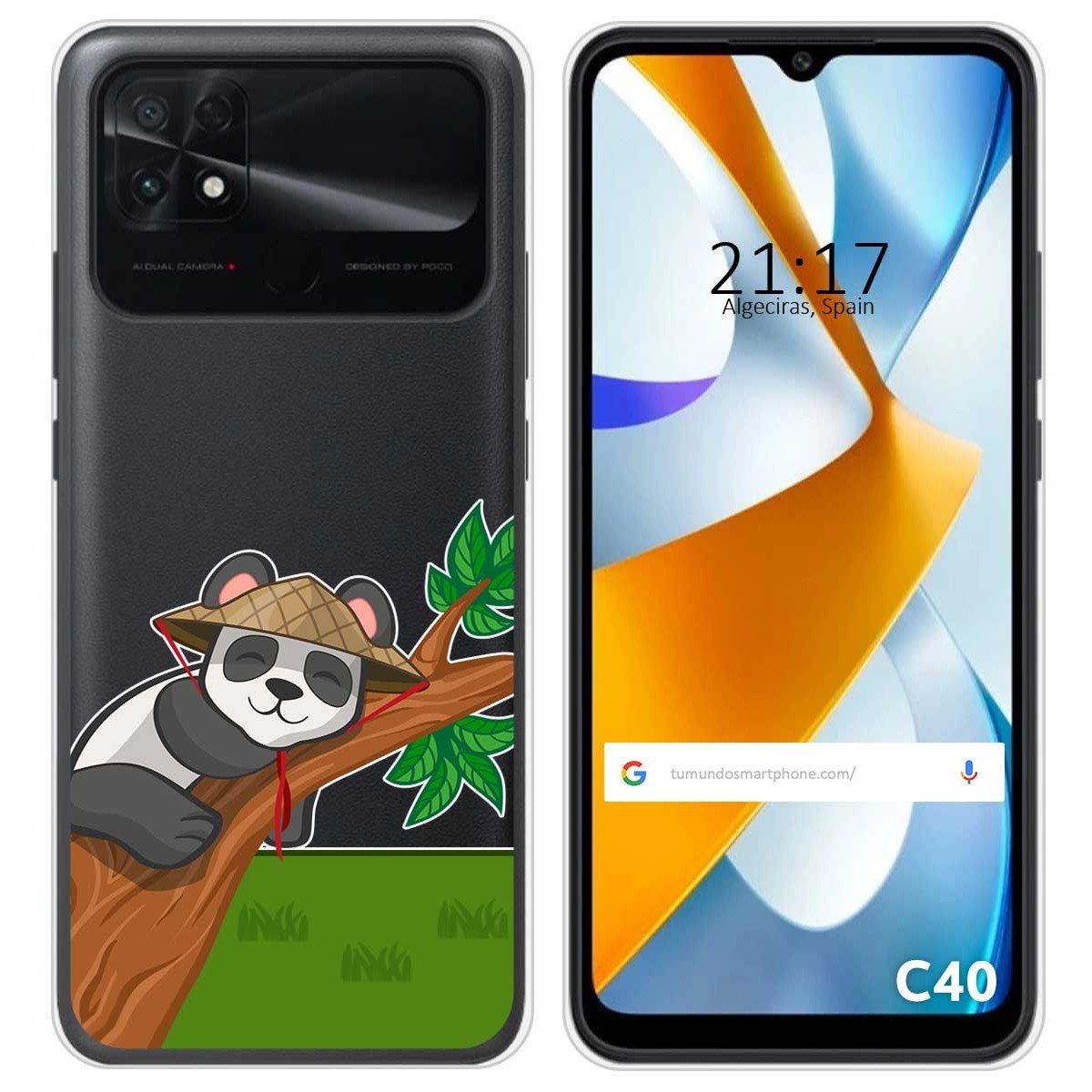 Funda Silicona Transparente para Xiaomi POCO C40 diseño Panda Dibujos
