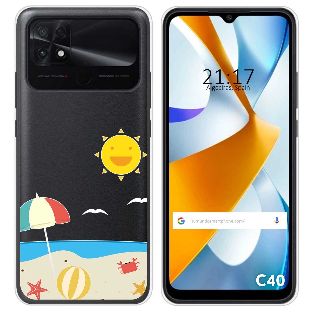 Funda Silicona Transparente para Xiaomi POCO C40 diseño Playa Dibujos