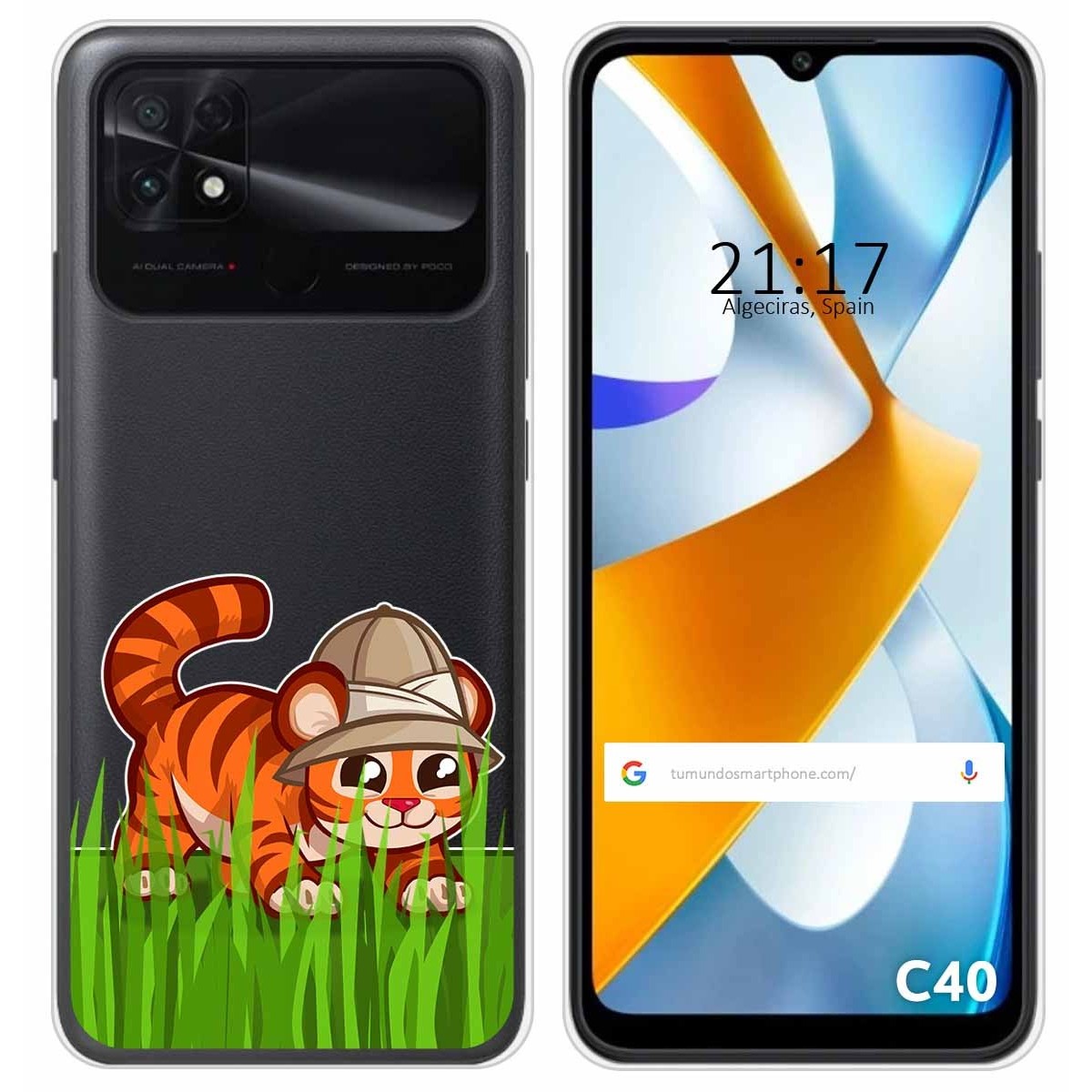 Funda Silicona Transparente para Xiaomi POCO C40 diseño Tigre Dibujos