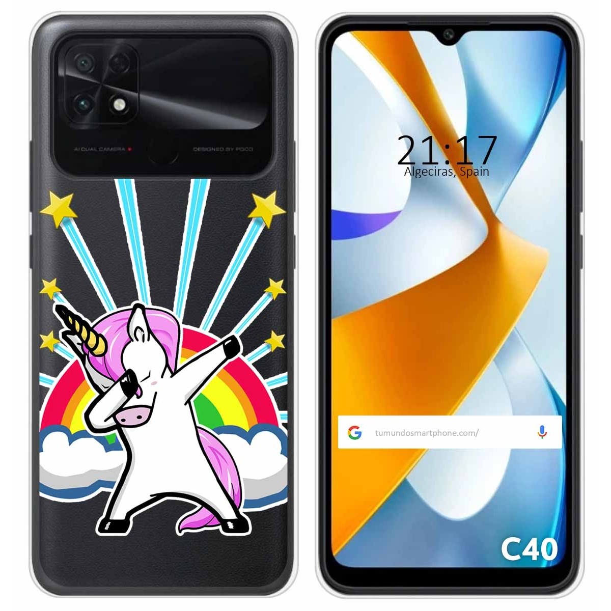 Funda Silicona Transparente para Xiaomi POCO C40 diseño Unicornio Dibujos