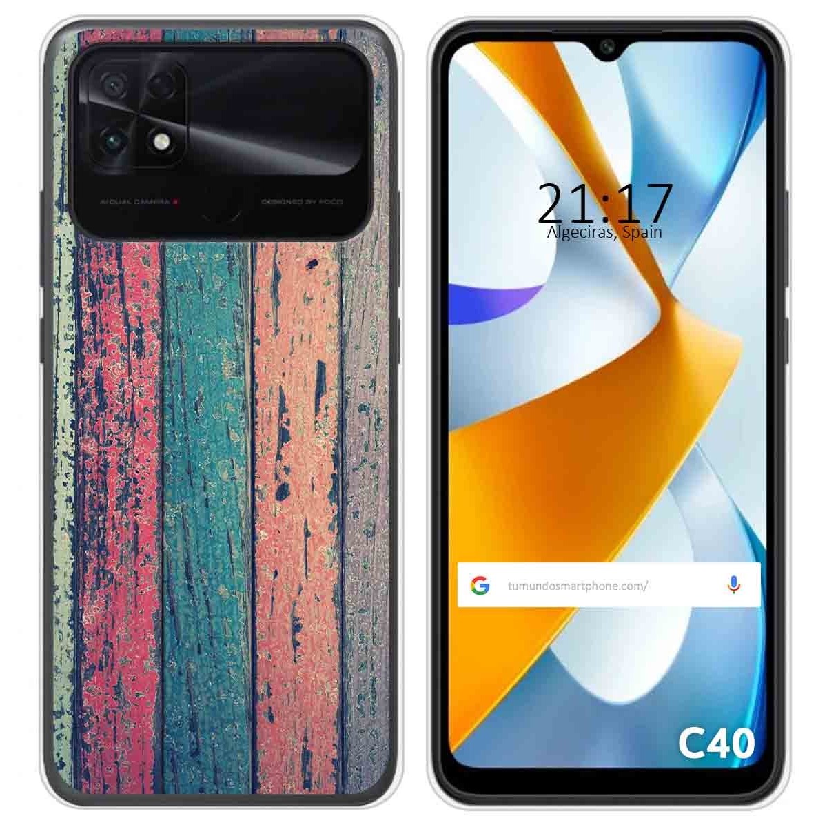 Funda Silicona para Xiaomi POCO C40 diseño Madera 10 Dibujos