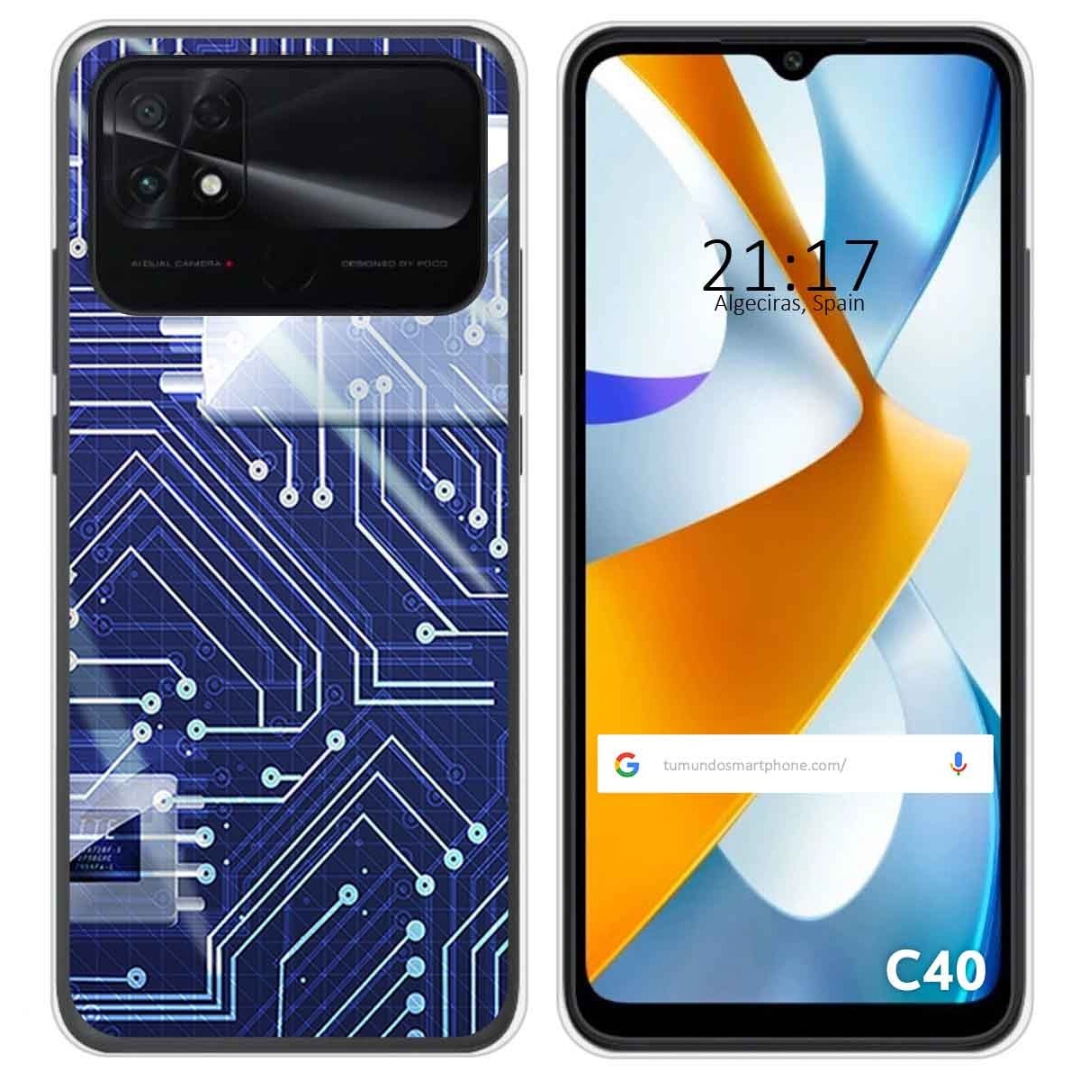 Funda Silicona para Xiaomi POCO C40 diseño Circuito Dibujos