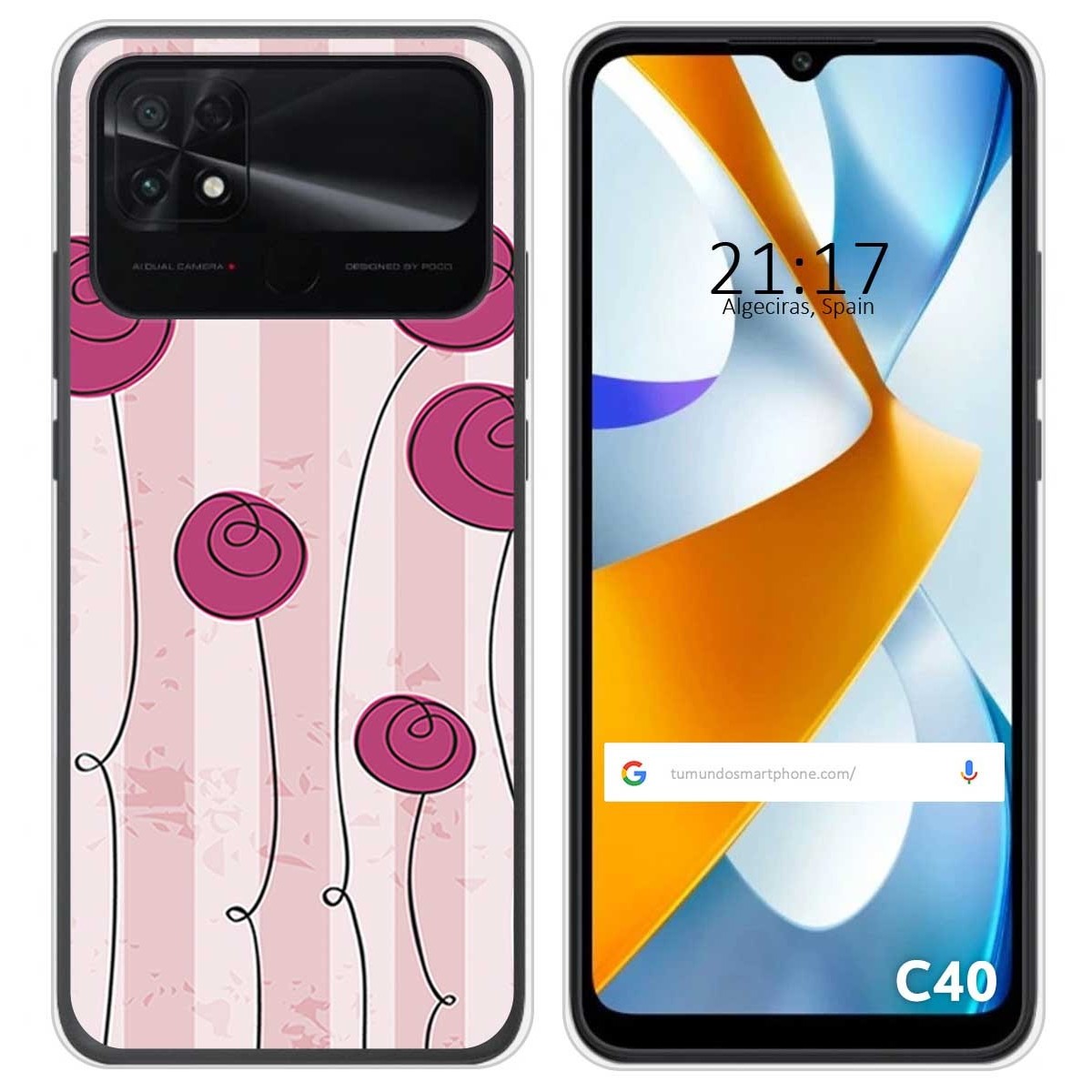 Funda Silicona para Xiaomi POCO C40 diseño Flores Vintage Dibujos