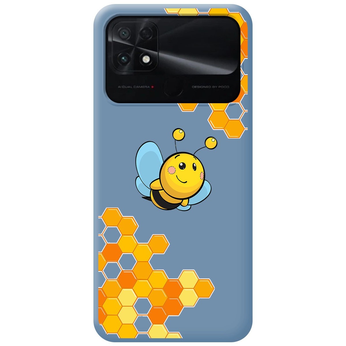 Funda Silicona Líquida Azul para Xiaomi POCO C40 diseño Abeja Dibujos