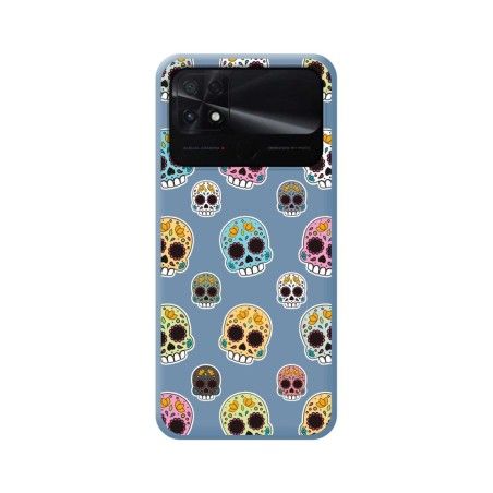 Funda Silicona Líquida Azul para Xiaomi POCO C40 diseño Catrina Dibujos