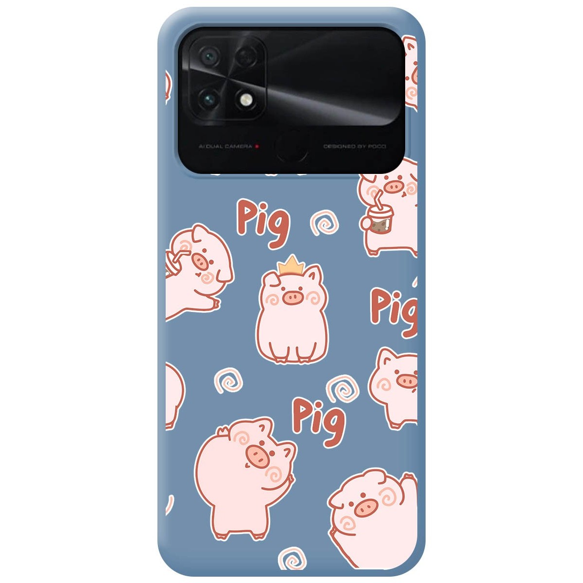 Funda Silicona Líquida Azul para Xiaomi POCO C40 diseño Cerdos Dibujos