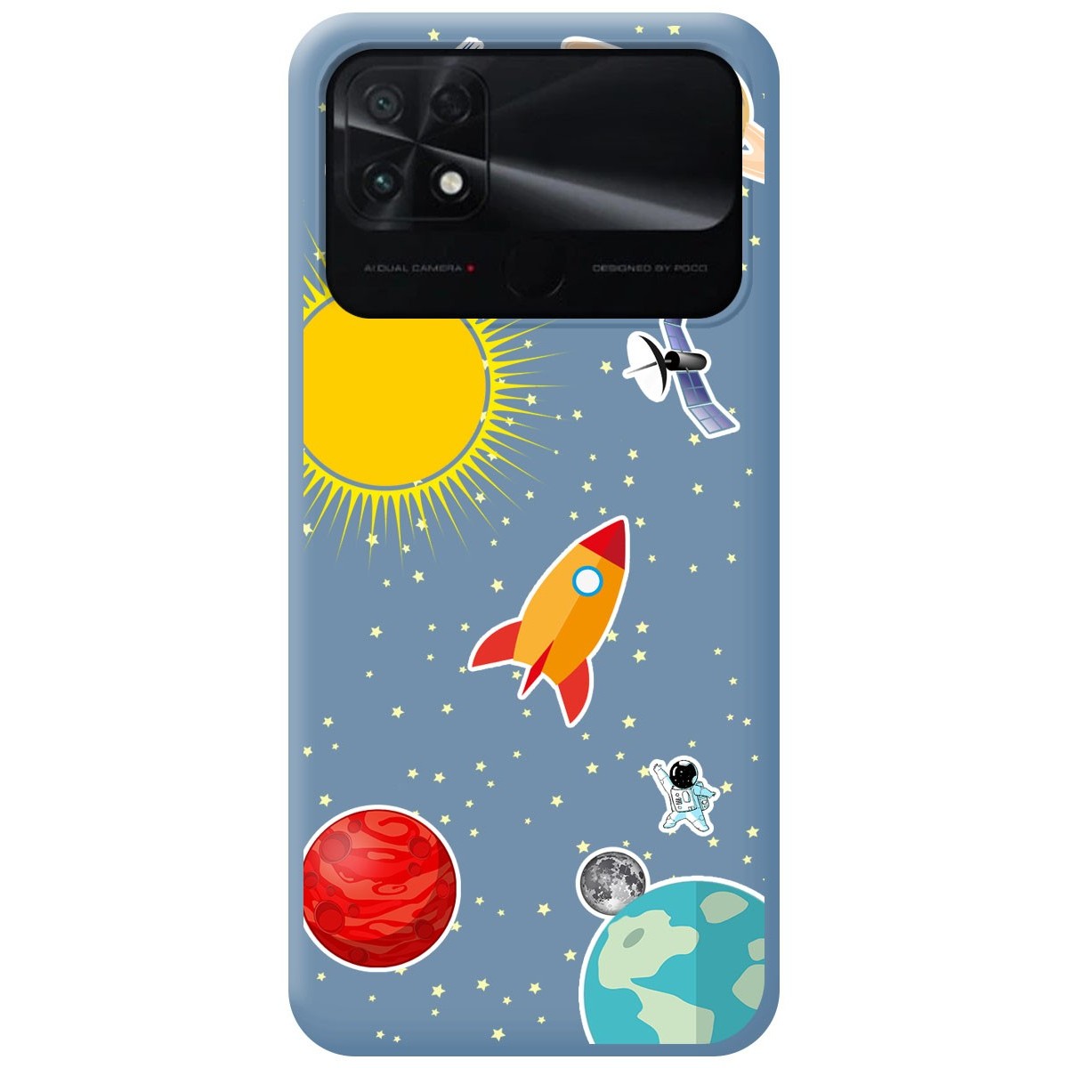 Funda Silicona Líquida Azul para Xiaomi POCO C40 diseño Espacio Dibujos