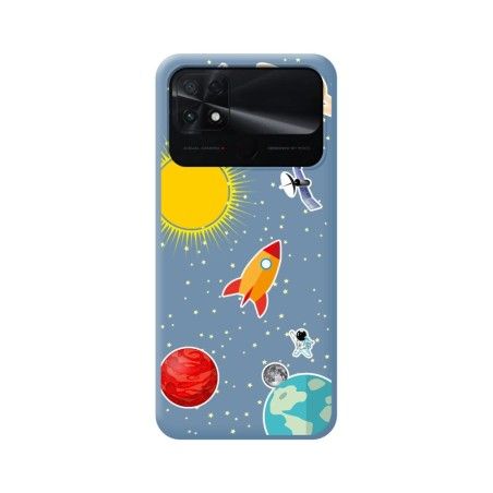 Funda Silicona Líquida Azul para Xiaomi POCO C40 diseño Espacio Dibujos