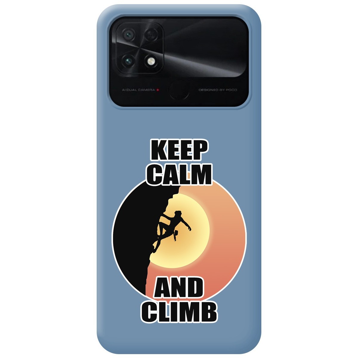 Funda Silicona Líquida Azul para Xiaomi POCO C40 diseño Mujer Escalada Dibujos