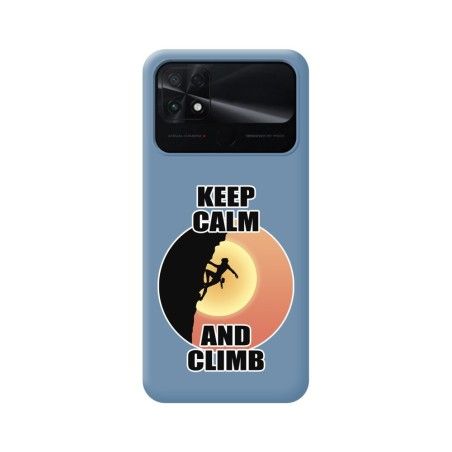 Funda Silicona Líquida Azul para Xiaomi POCO C40 diseño Mujer Escalada Dibujos