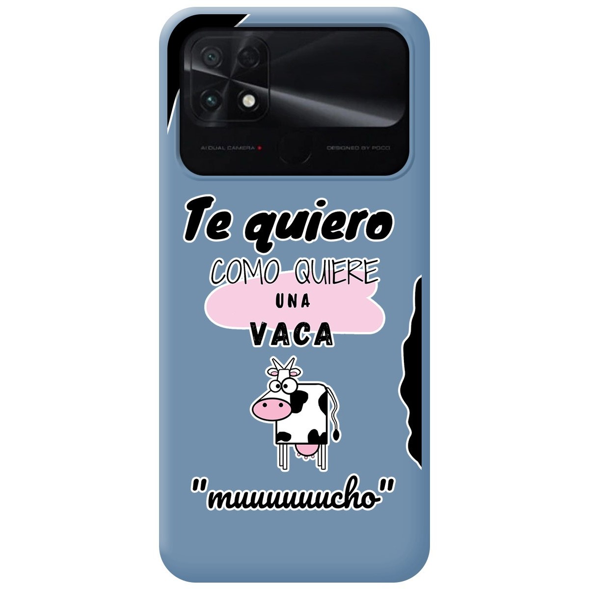 Funda Silicona Líquida Azul para Xiaomi POCO C40 diseño Vaca Dibujos