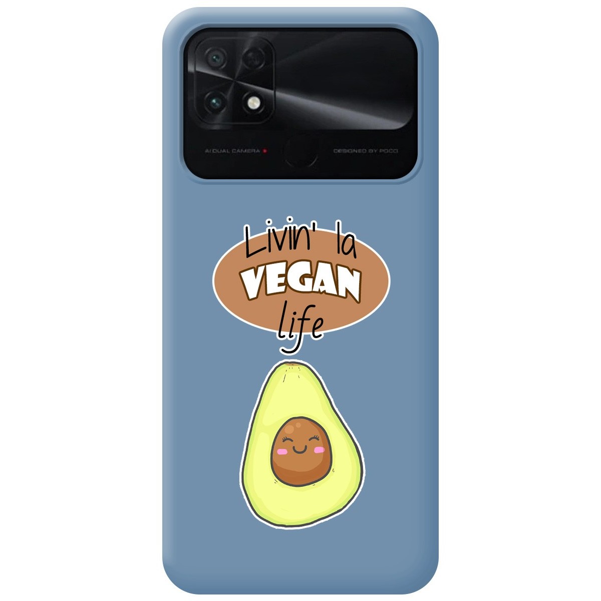 Funda Silicona Líquida Azul para Xiaomi POCO C40 diseño Vegan Life Dibujos