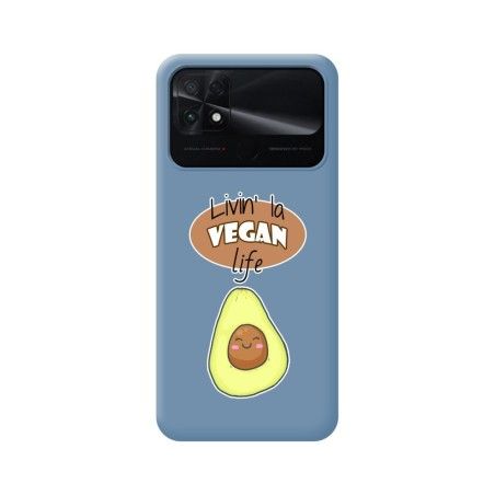 Funda Silicona Líquida Azul para Xiaomi POCO C40 diseño Vegan Life Dibujos