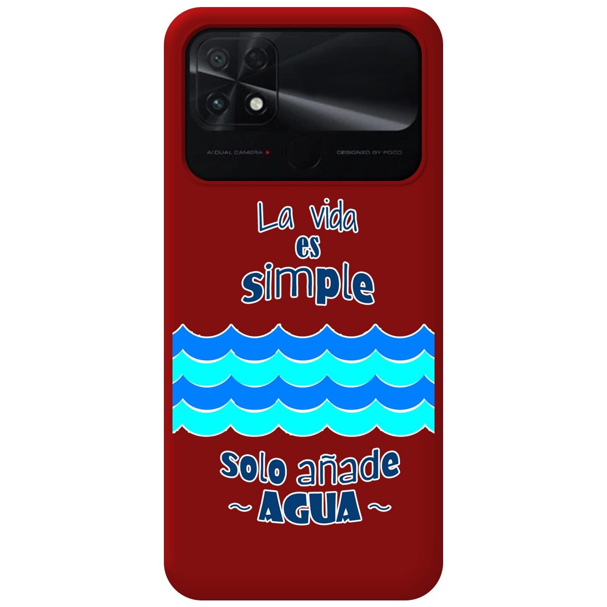 Funda Silicona Líquida Roja para Xiaomi POCO C40 diseño Agua Dibujos