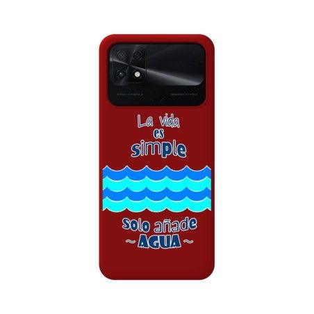 Funda Silicona Líquida Roja para Xiaomi POCO C40 diseño Agua Dibujos