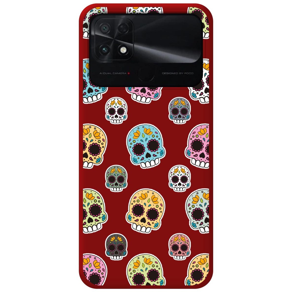 Funda Silicona Líquida Roja para Xiaomi POCO C40 diseño Catrina Dibujos