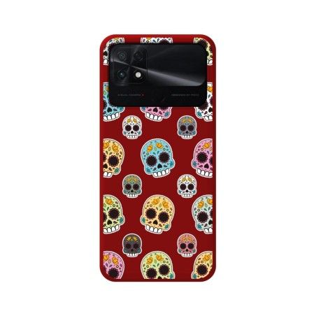 Funda Silicona Líquida Roja para Xiaomi POCO C40 diseño Catrina Dibujos