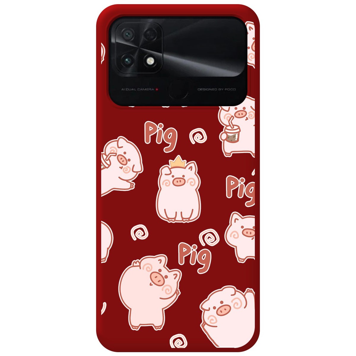 Funda Silicona Líquida Roja para Xiaomi POCO C40 diseño Cerdos Dibujos