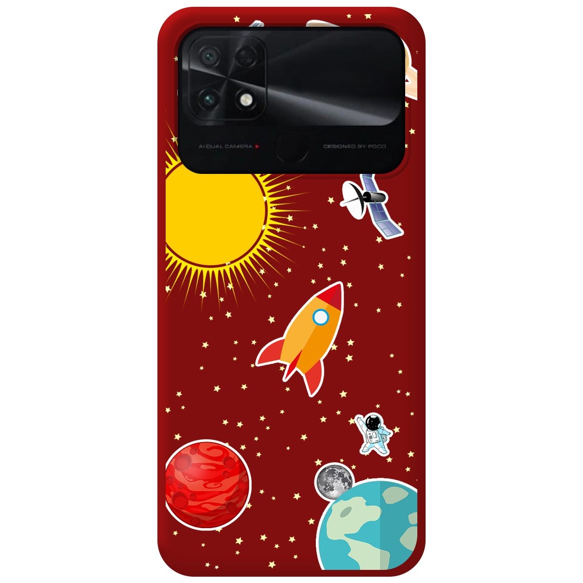 Funda Silicona Líquida Roja para Xiaomi POCO C40 diseño Espacio Dibujos
