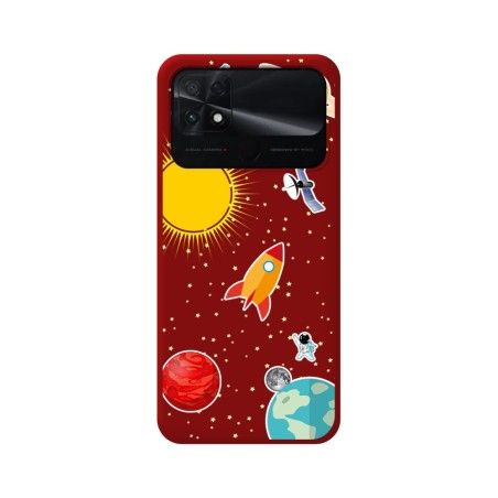 Funda Silicona Líquida Roja para Xiaomi POCO C40 diseño Espacio Dibujos