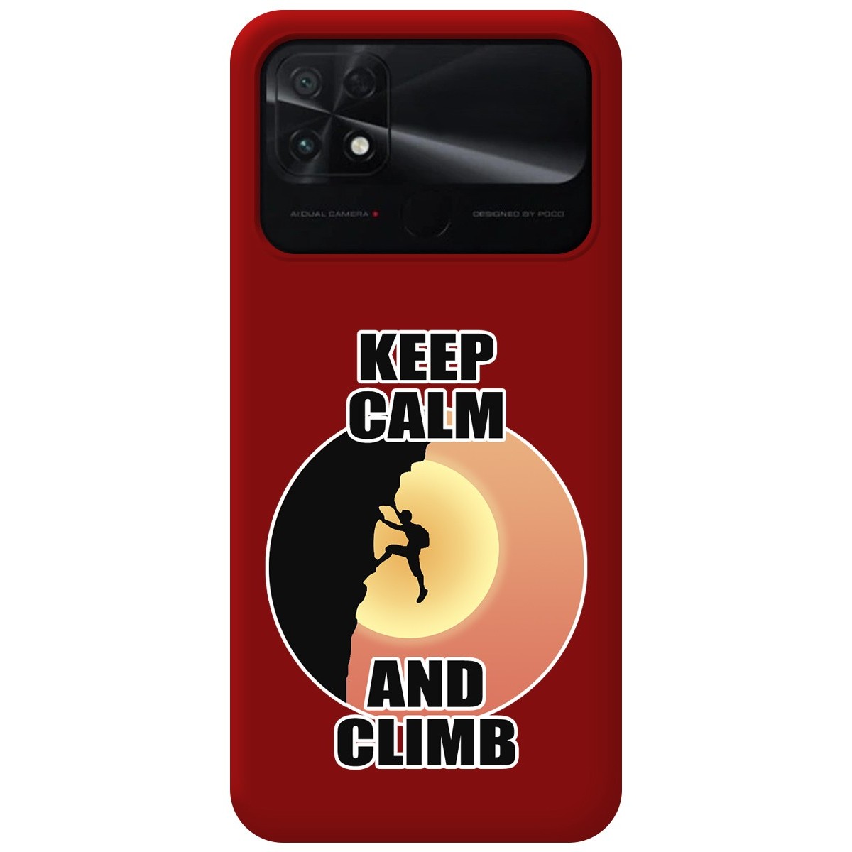 Funda Silicona Líquida Roja para Xiaomi POCO C40 diseño Hombre Escalada Dibujos