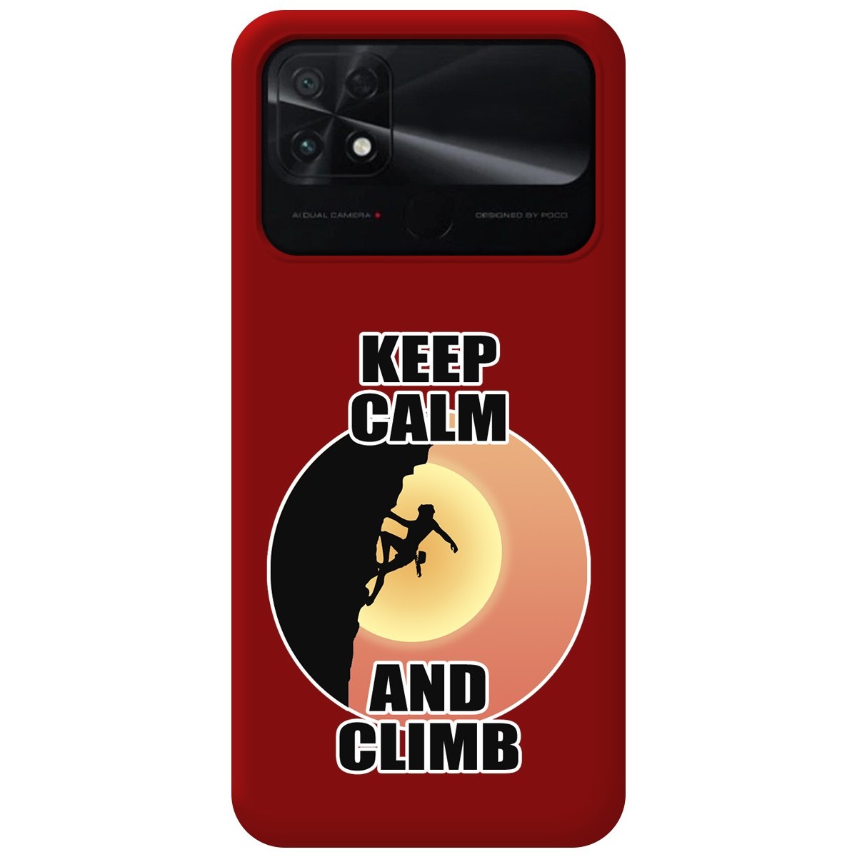 Funda Silicona Líquida Roja para Xiaomi POCO C40 diseño Mujer Escalada Dibujos