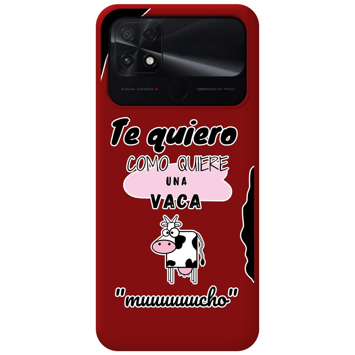 Funda Silicona Líquida Roja para Xiaomi POCO C40 diseño Vaca Dibujos