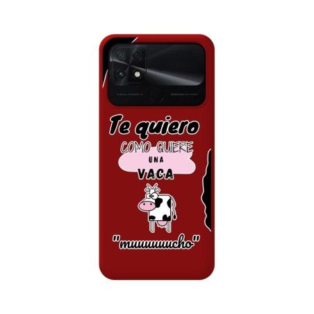 Funda Silicona Líquida Roja para Xiaomi POCO C40 diseño Vaca Dibujos