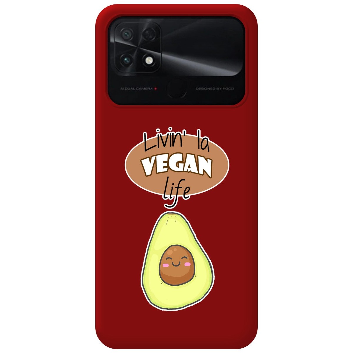 Funda Silicona Líquida Roja para Xiaomi POCO C40 diseño Vegan Life Dibujos