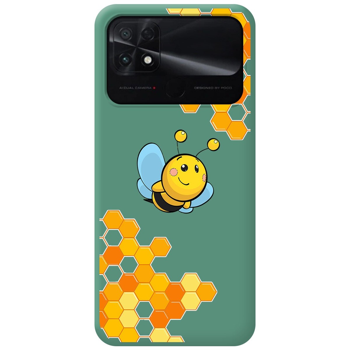 Funda Silicona Líquida Verde para Xiaomi POCO C40 diseño Abeja Dibujos