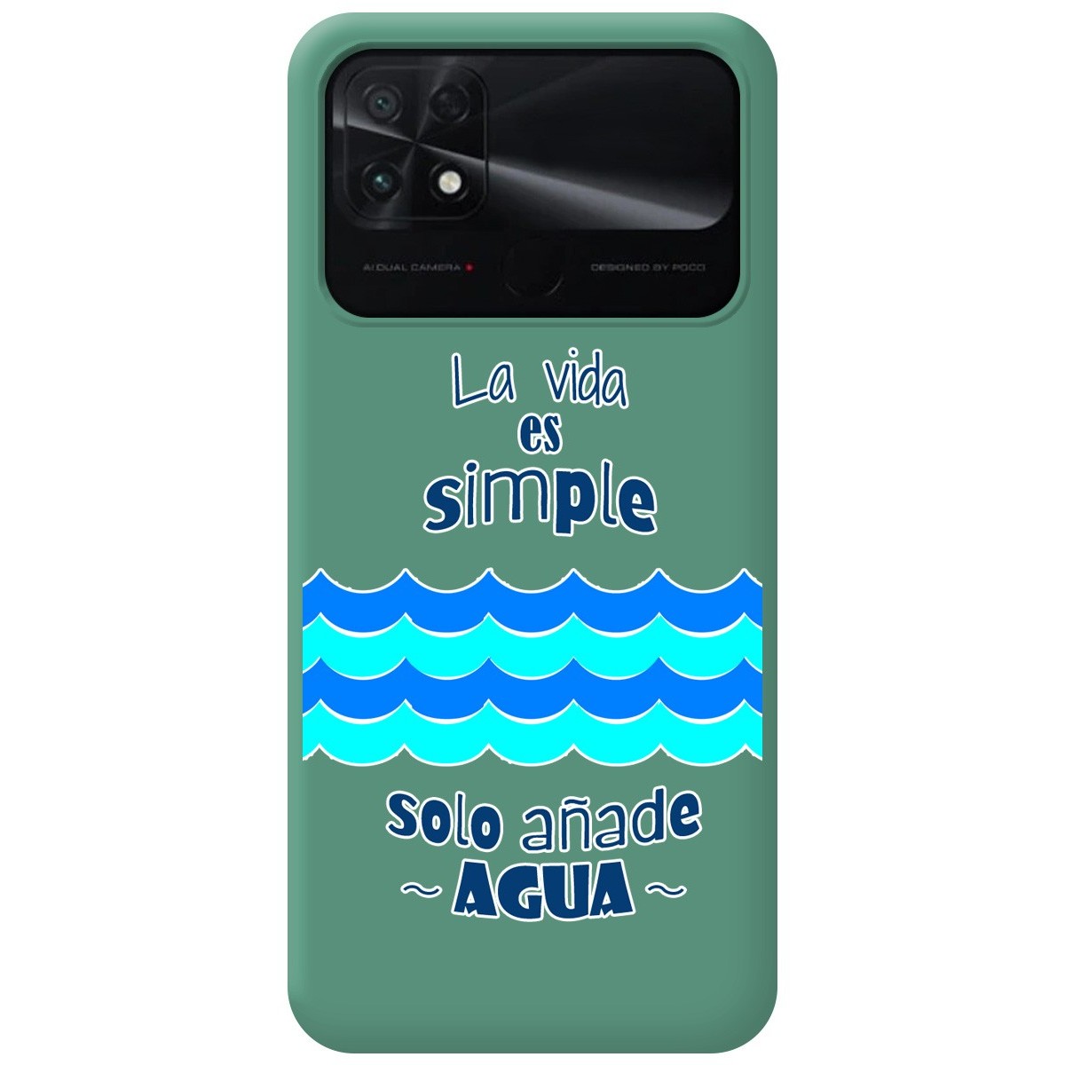 Funda Silicona Líquida Verde para Xiaomi POCO C40 diseño Agua Dibujos