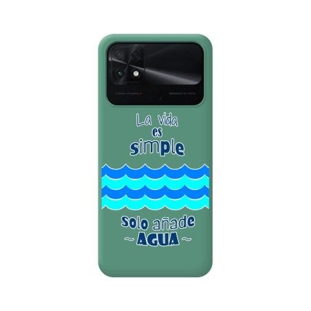 Funda Silicona Líquida Verde para Xiaomi POCO C40 diseño Agua Dibujos