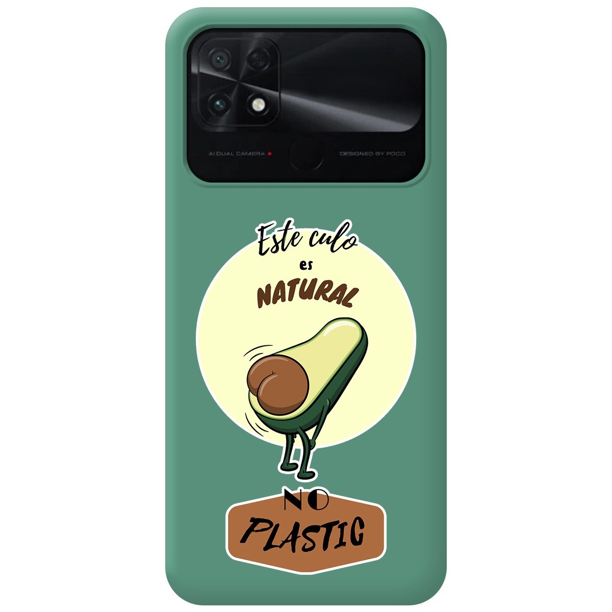 Funda Silicona Líquida Verde para Xiaomi POCO C40 diseño Culo Natural Dibujos