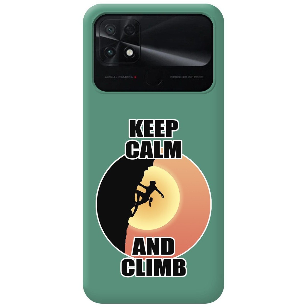 Funda Silicona Líquida Verde para Xiaomi POCO C40 diseño Mujer Escalada Dibujos