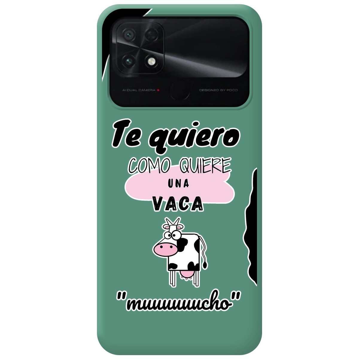 Funda Silicona Líquida Verde para Xiaomi POCO C40 diseño Vaca Dibujos