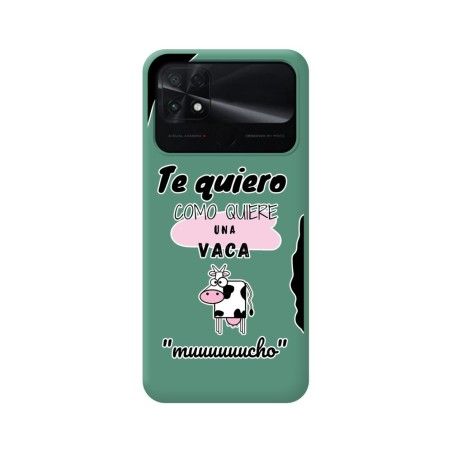 Funda Silicona Líquida Verde para Xiaomi POCO C40 diseño Vaca Dibujos