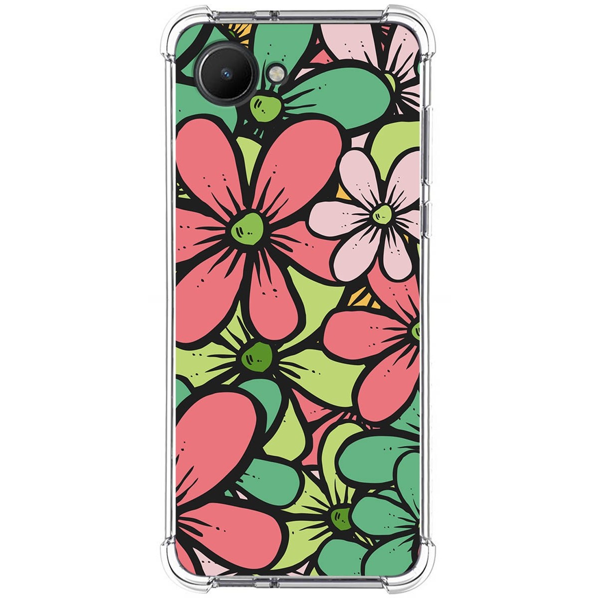 Funda Silicona Antigolpes para Realme C30 diseño Flores 02 Dibujos