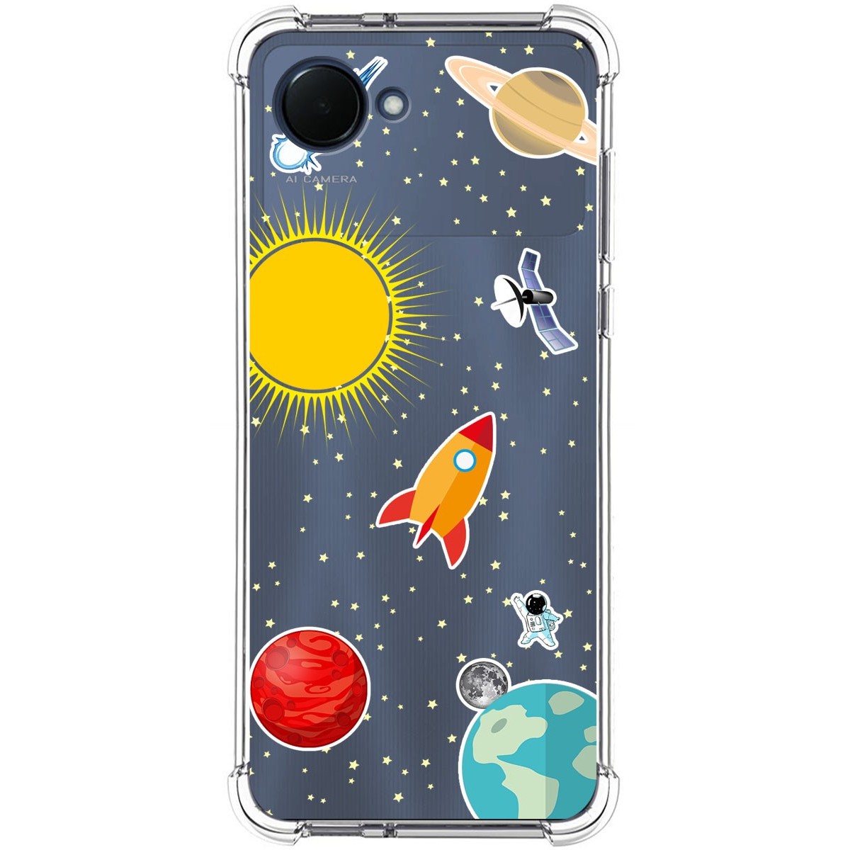 Funda Silicona Antigolpes para Realme Narzo 50i Prime diseño Espacio Dibujos