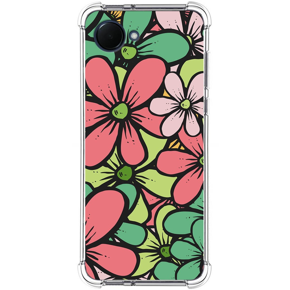 Funda Silicona Antigolpes para Realme Narzo 50i Prime diseño Flores 02 Dibujos