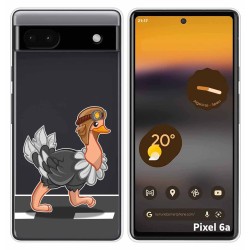 Funda Silicona Transparente para Google Pixel 6A diseño Avestruz Dibujos