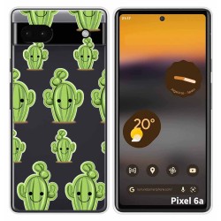 Funda Silicona Transparente para Google Pixel 6A diseño Cactus Dibujos